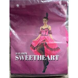 Hauntlook Saloon Sweetheart Costume Womens Medium Pink Black Burlesque Western